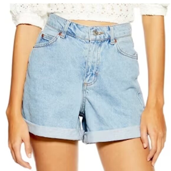 Topshop Cuffed Mom Denim Shorts - Picture 2 of 5